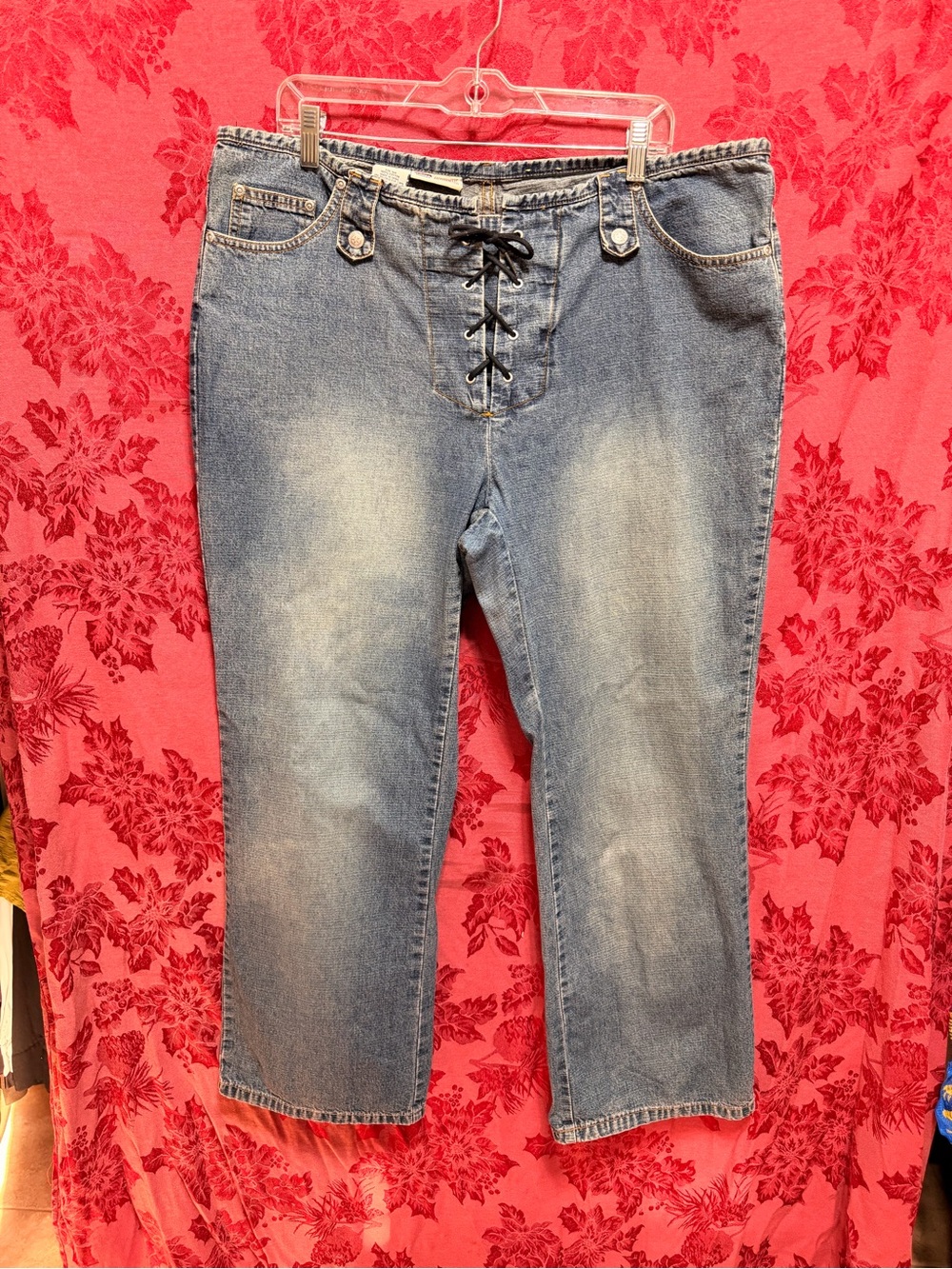 Y2K faded glory lace up jeans